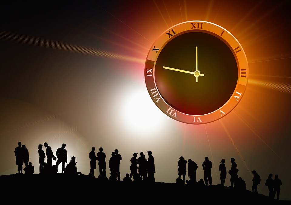 Clock and people